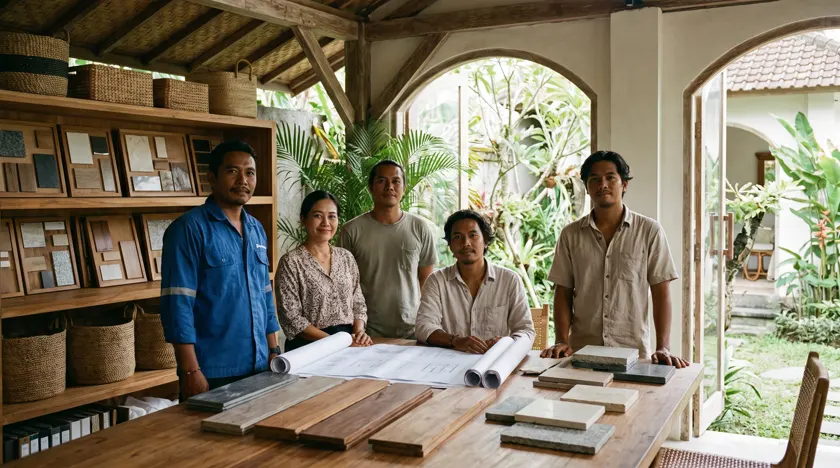 Ethelia Wellness team of engineers, architects and designers in their Bali workshop